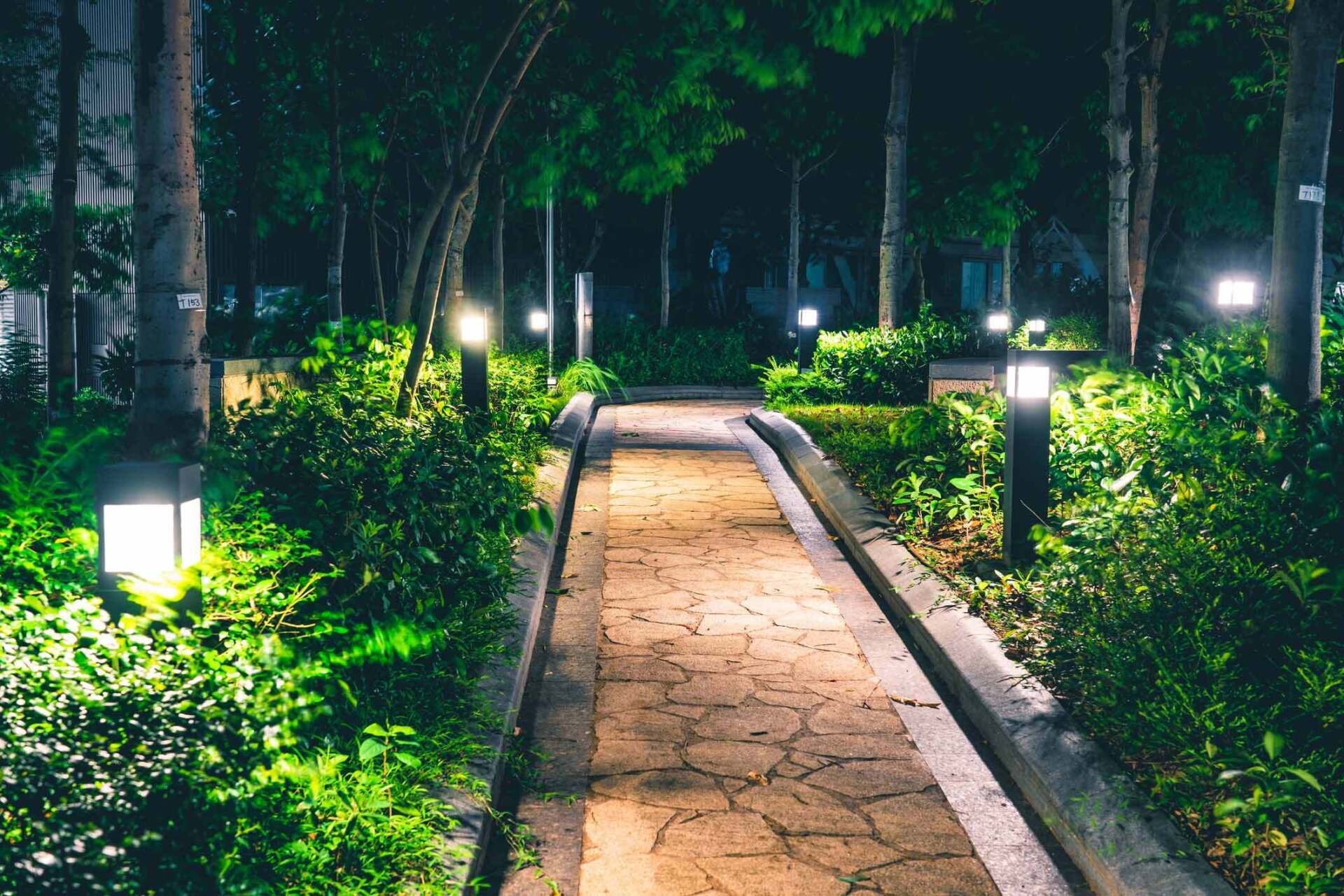 Path On Garden At Night — Houston, TX — Richter’s Services Inc.