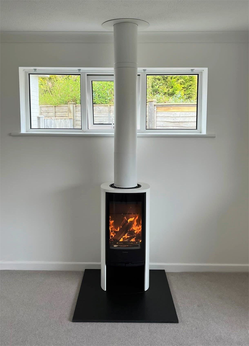 modern and contemporary log burner stove installed by New Forest Fires