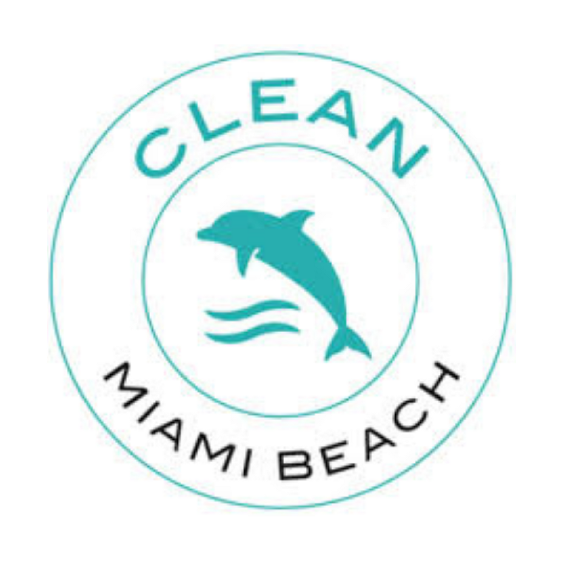 A clean miami beach logo with a dolphin in the center