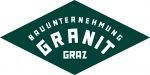 Logo des Grazer Bauunternehmens "Bauunternehmung Granit" mit weißer Schrift auf dunkelgrünem, rautenförmigem Hintergrund.
