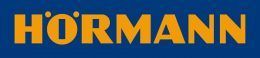 Der orangefarbene Text „HÖRMANN“ in einer fetten, serifenlosen Schriftart ist auf einem dunkelblauen Hintergrund zentriert.