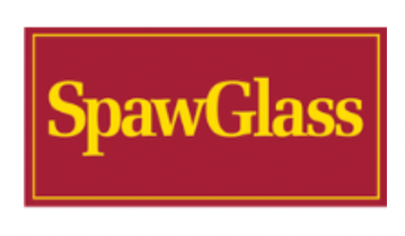 A red and yellow logo for spawglass on a white background