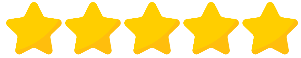 Cinq étoiles dorées consécutives, indiquant une note élevée ou une excellente qualité.