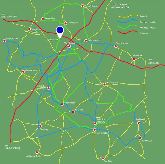 A green map with a blue pin pointing to a city