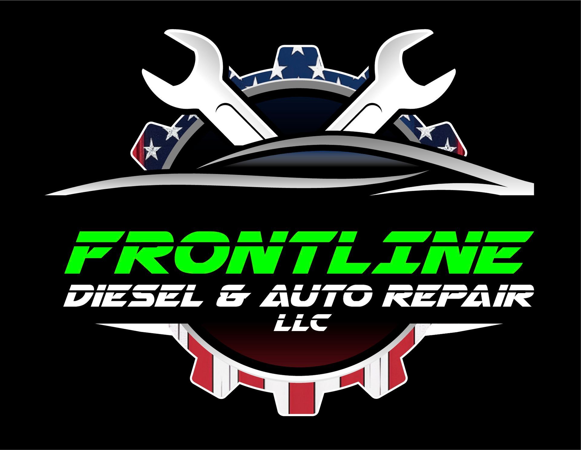 Logo for Demo Auto Repair: text with a gear icon, red and navy colors.