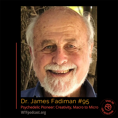 A man with a beard is smiling with the name dr. james fadiman # 95