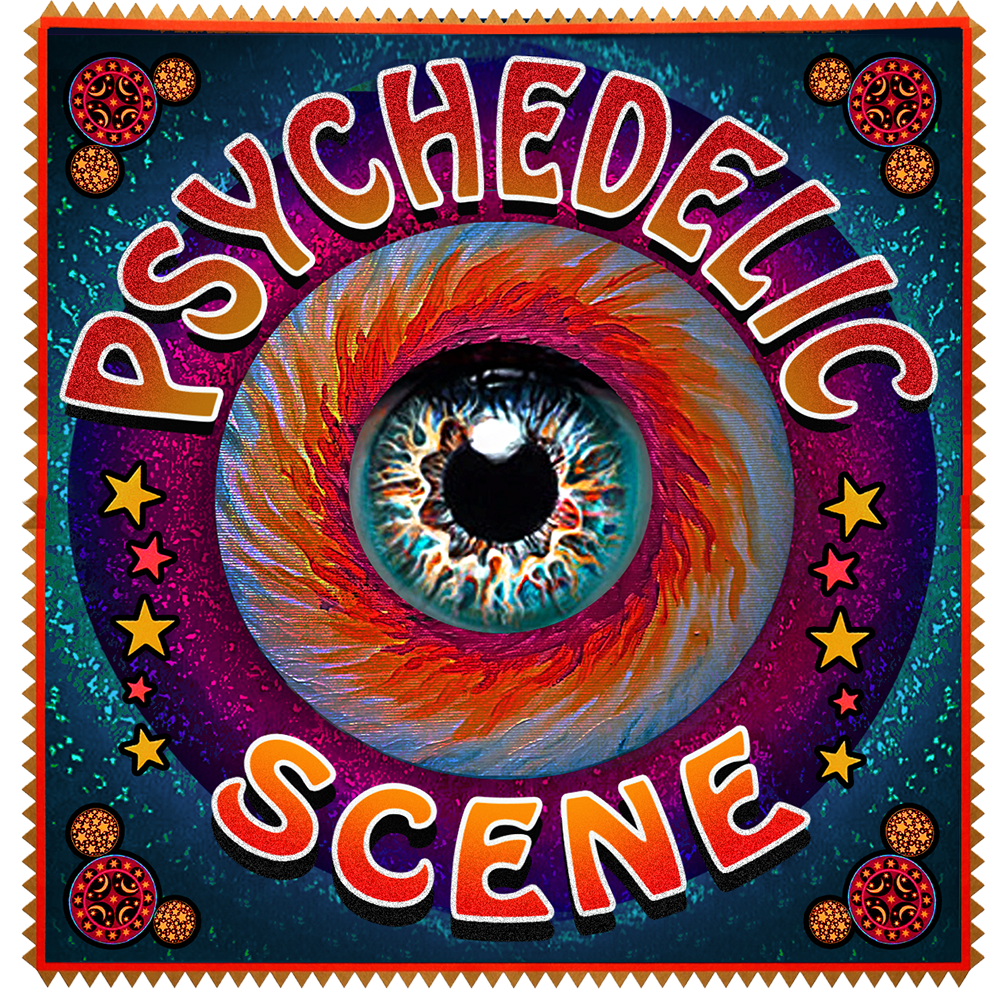 A psychedelic scene poster with an eye in the center