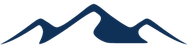 A blue mountain icon on a white background.