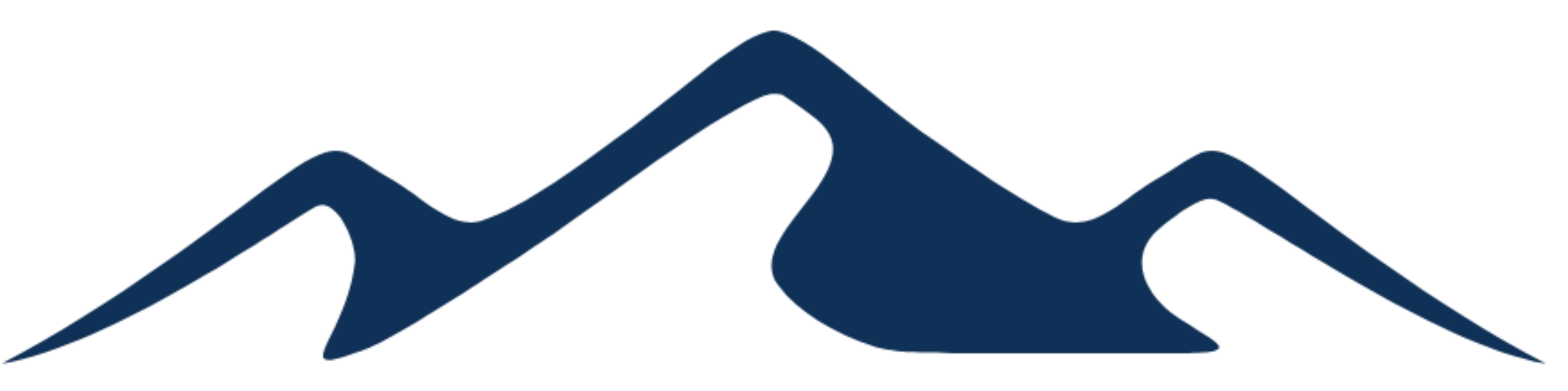 A blue mountain icon on a white background.