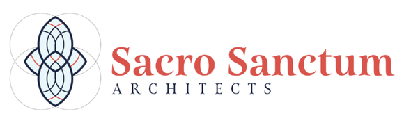 Logo with stylized architectural elements and text: