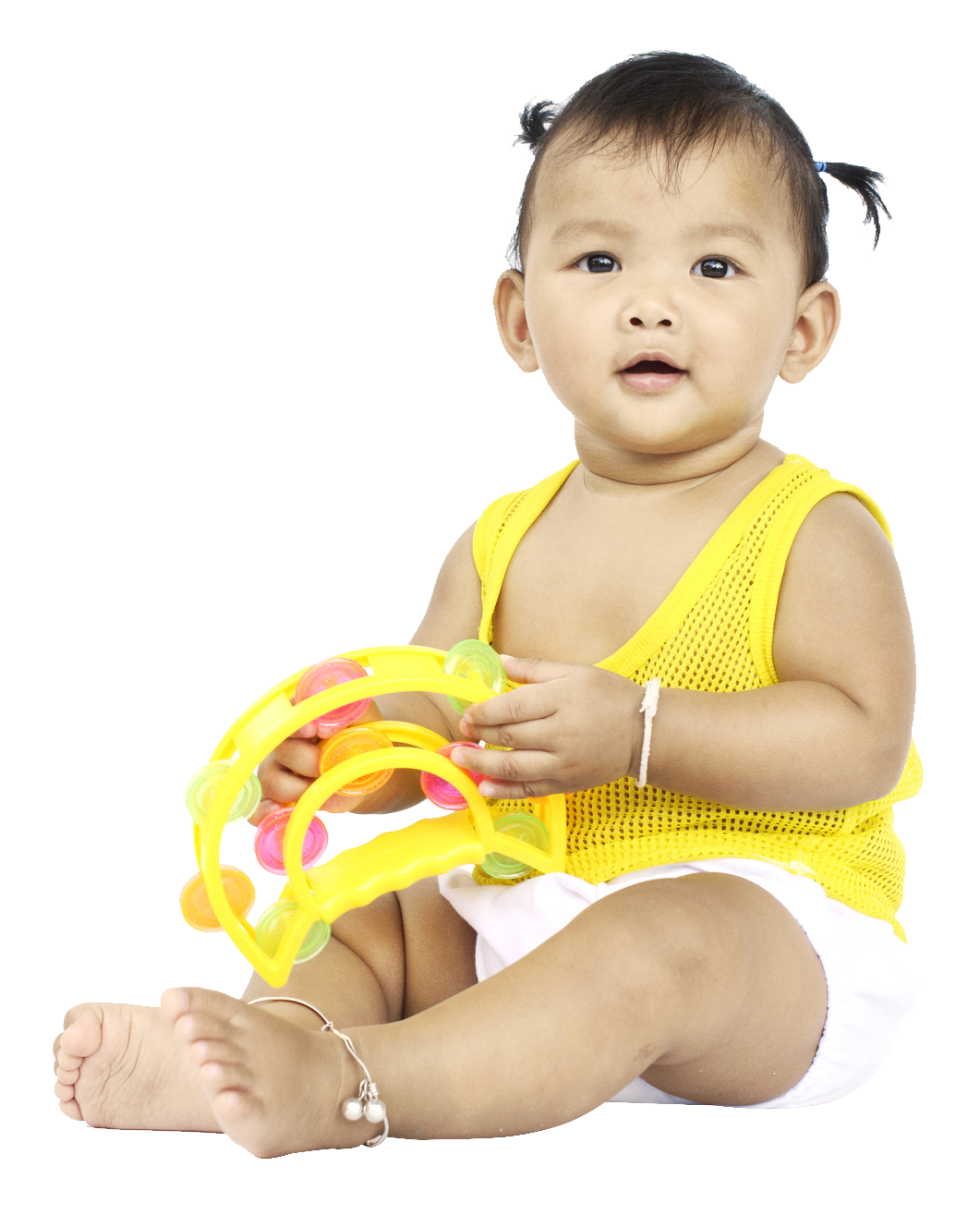 Cute baby girl wearing yellow top — Verona, WI — Once Upon a Time Childcare Center Cute baby girl wearing yellow top — Verona, WI — Once Upon a Time Childcare Center