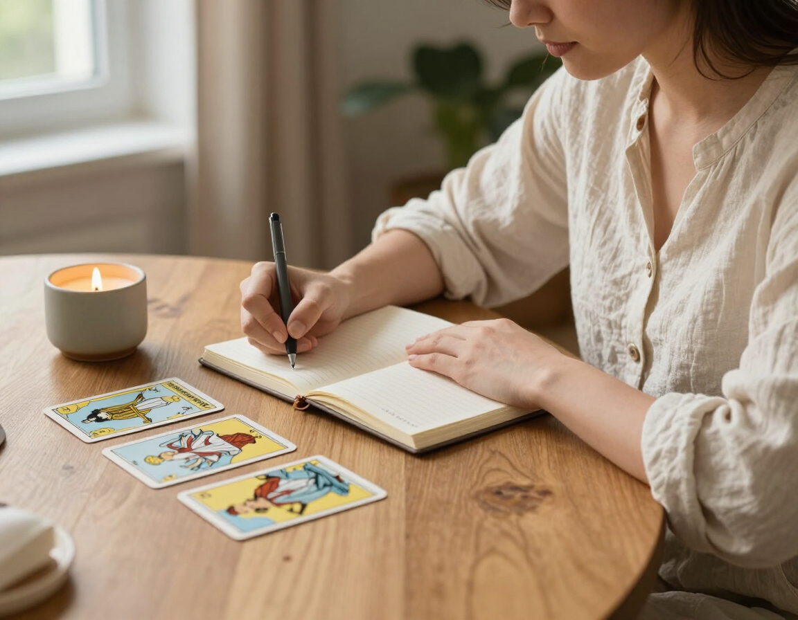 Preparación serena para una sesión de tarot