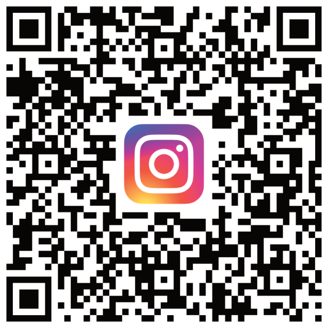 Instagram logo centered on a black-and-white QR code with rounded corners