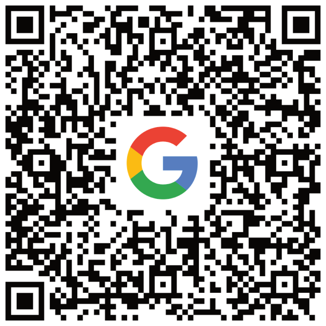 Google QR code with multicolored Google logo in the center