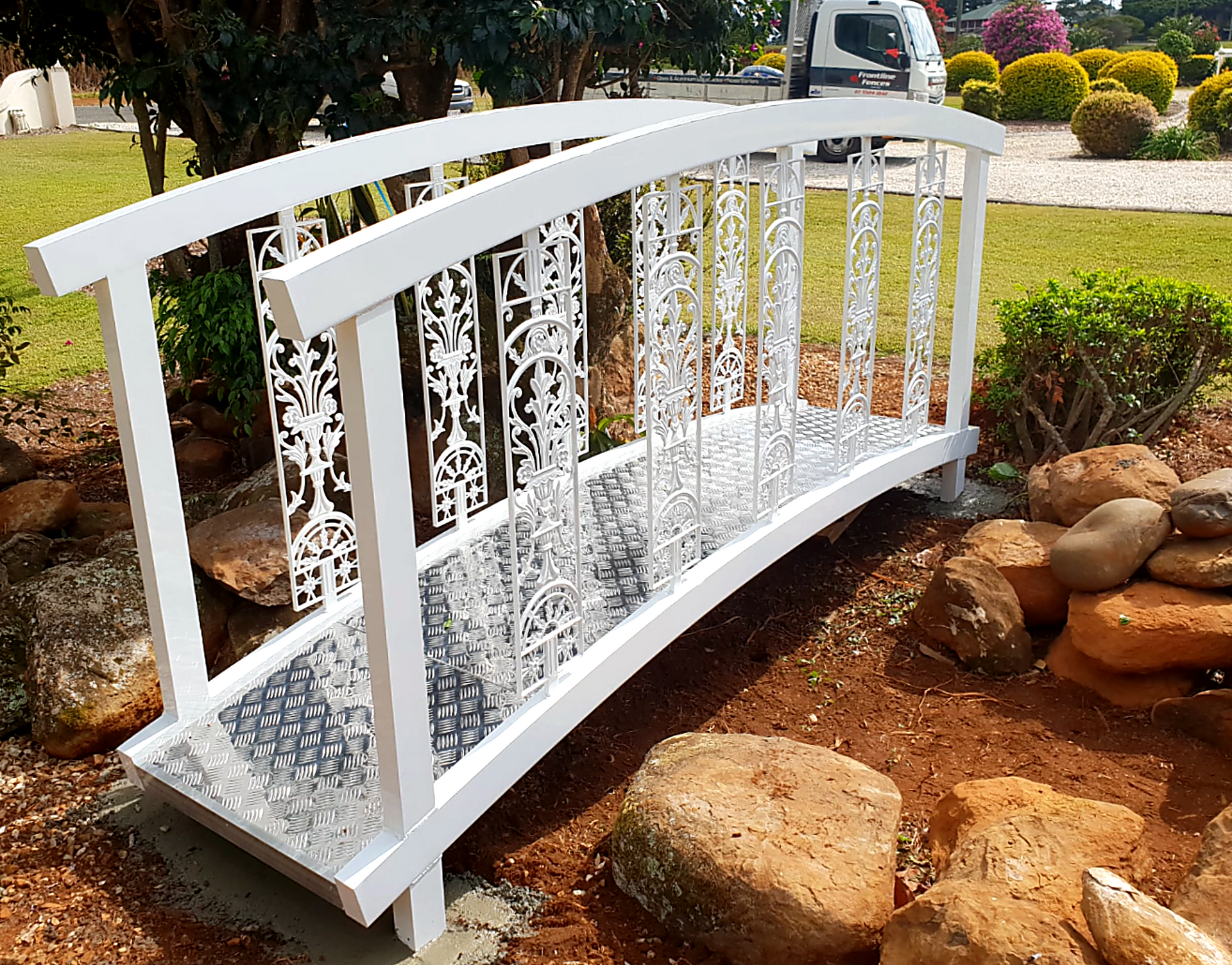 White Metal Balcony Railing Overlooks — Frontline Fences in Northern Rivers, NSW
