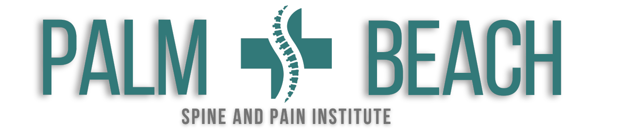 Palm Beach Spine and Pain Institute logo with text and spinal symbol.