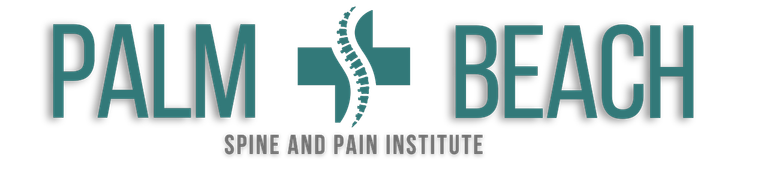 Palm Beach Spine and Pain Institute logo with text and spinal symbol.
