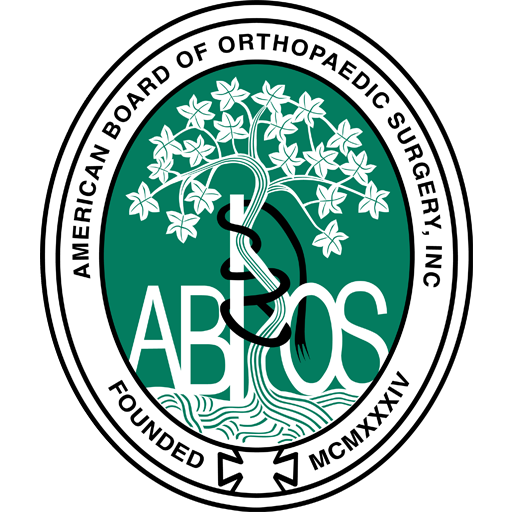 American Board of Orthopaedic Surgery logo: green oval with tree, snake, 