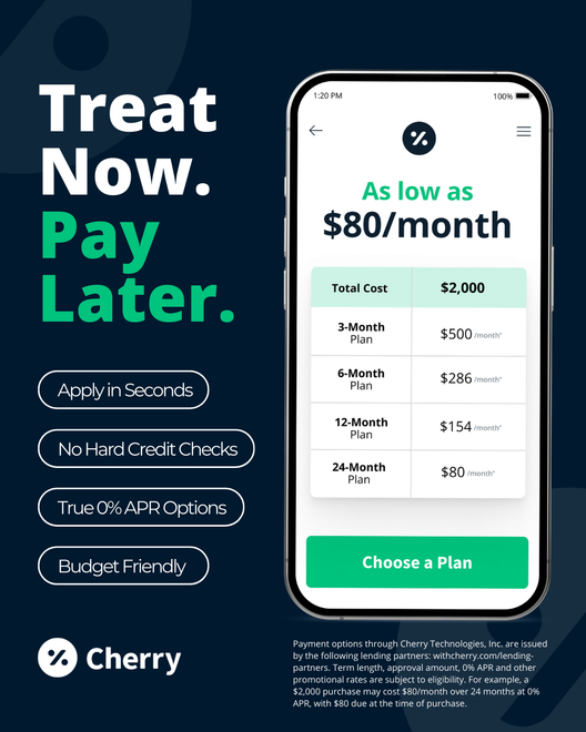 Advertisement for Cherry payment service. Text reads