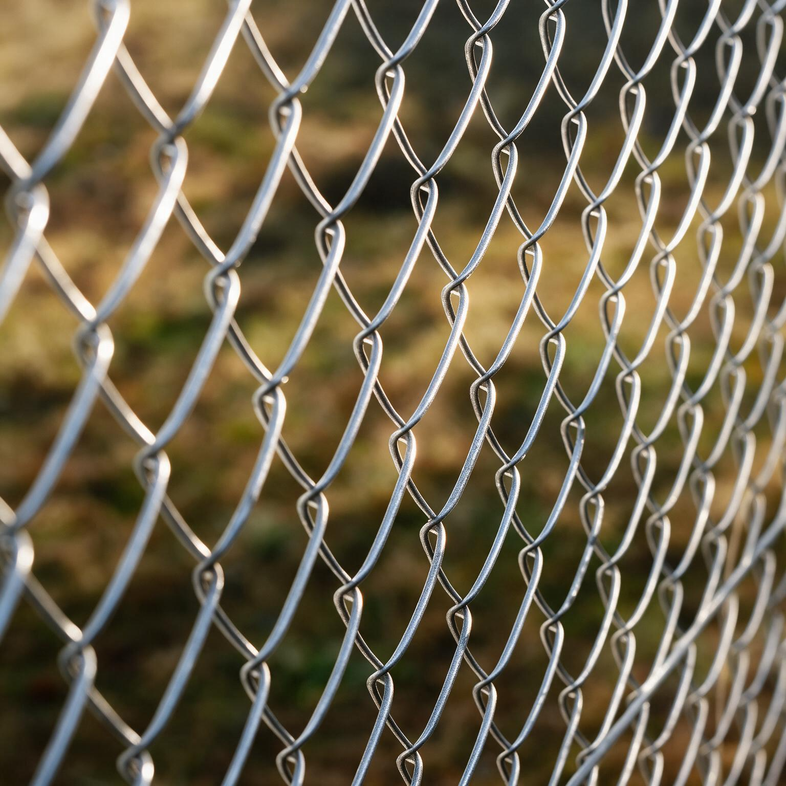 Tall chain-link fence in front of a cloudy sky and buildings, with mountains in the background