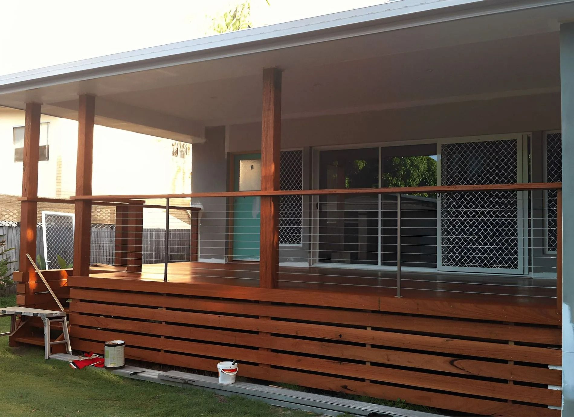 Covered Wooden Porch With Railing and Steps on a Modern House — Greg Pollard Building in Cabarita Beach, NSW