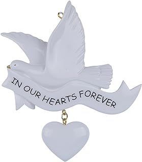 White pearl ceramic dove with heart-shaped Swarovski Crystal