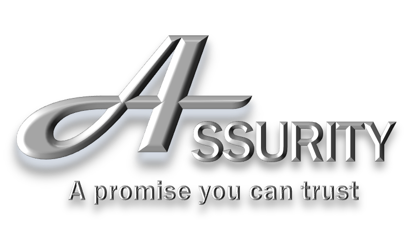 Logo for Assurity, featuring a stylized silver 