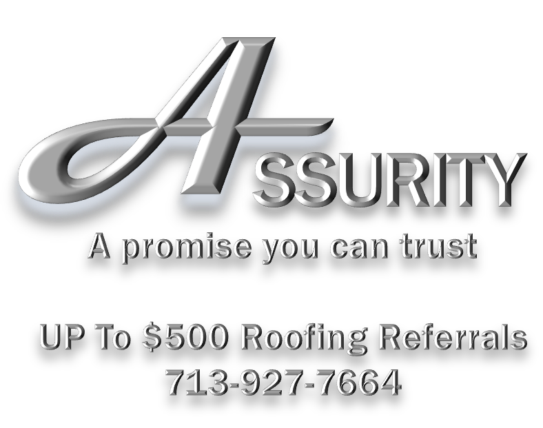 Logo for Assurity roofing company with 