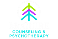 The logo for mcguire recovery has a tree with leaves on it.