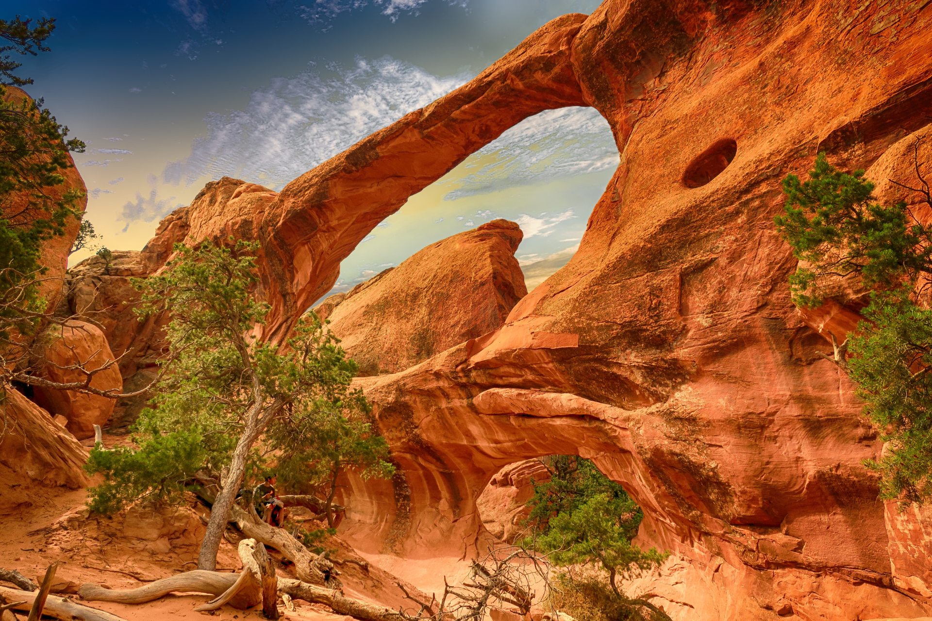 There is a bridge in the middle of the desert.