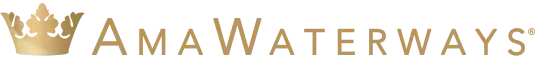 The logo for ama waterways has a crown on it.