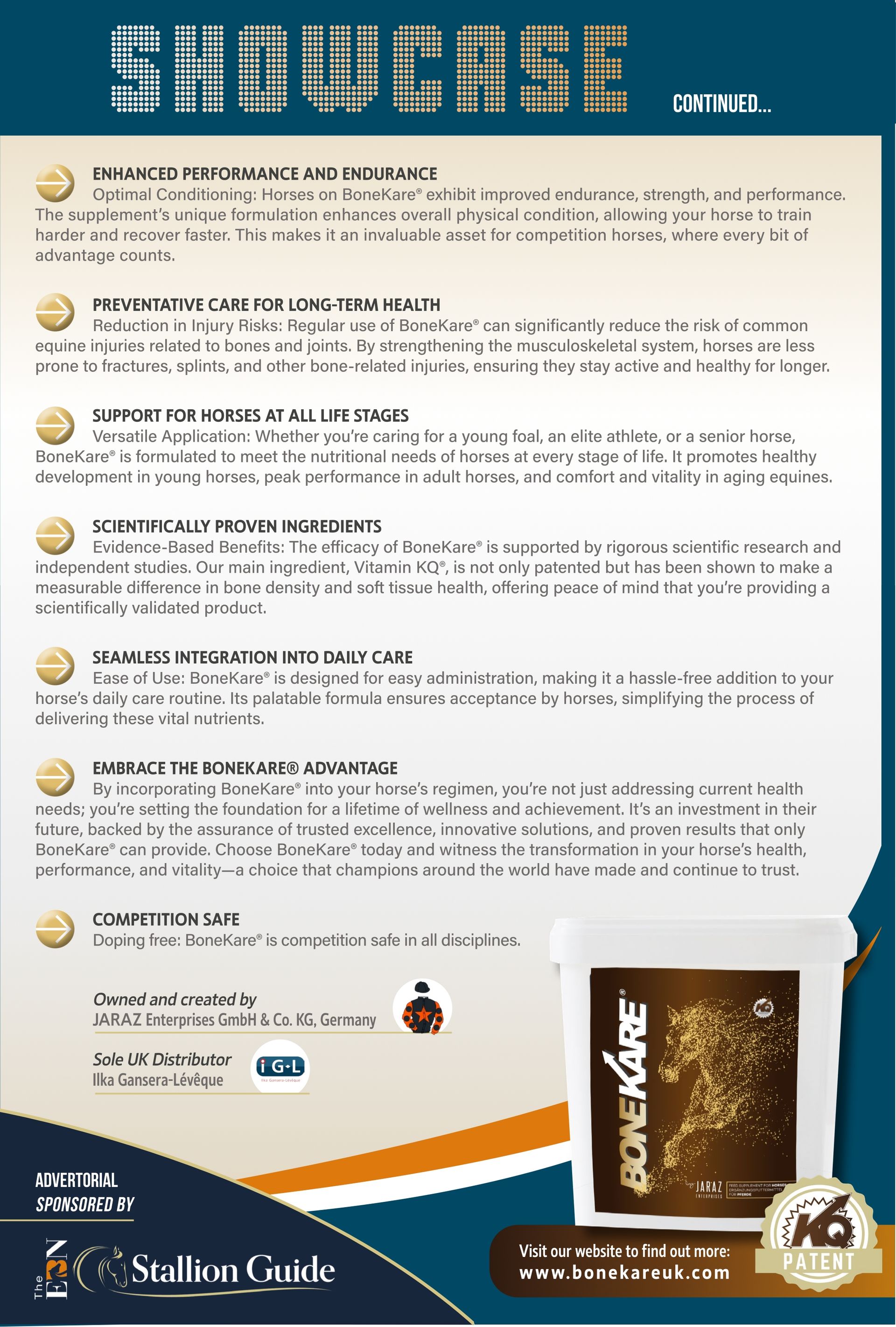 A brochure for a product called showcase