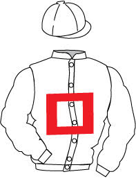 A drawing of a jacket and hat with a red square on the back.