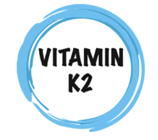 A blue circle with the words vitamin k2 inside of it