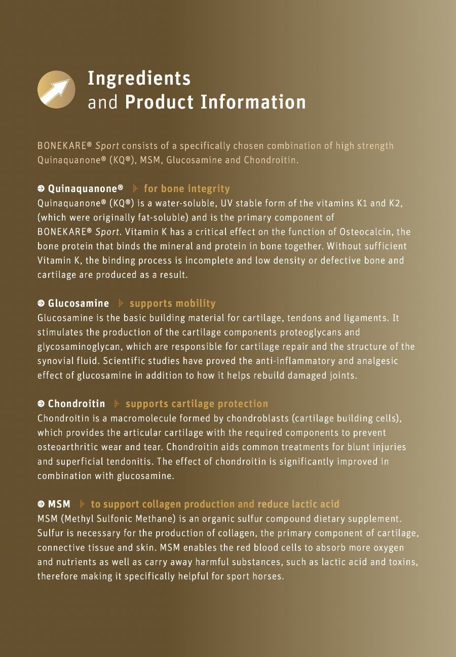 BoneKare Sport supplement brochure