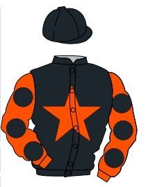 A drawing of a jockey 's jacket and hat