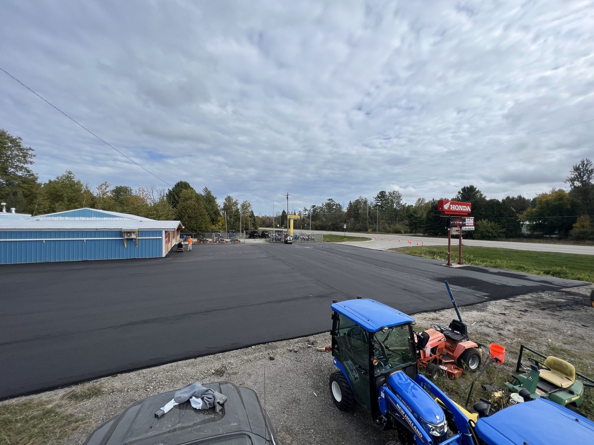 new commercial parking lot paved