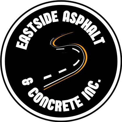 the logo for eastside asphalt and concrete inc. shows a road in a circle .