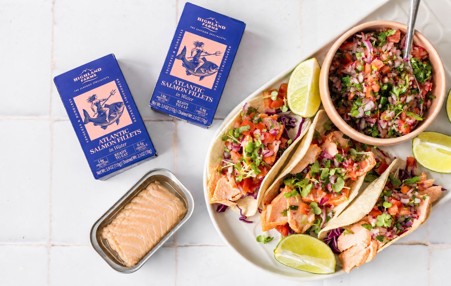 Highland Farms Canned Atlantic Salmon with a fresh salmon salad