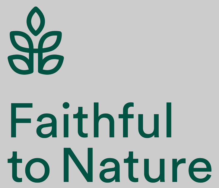 Green plant logo with the text “Faithful to Nature” on a light gray background