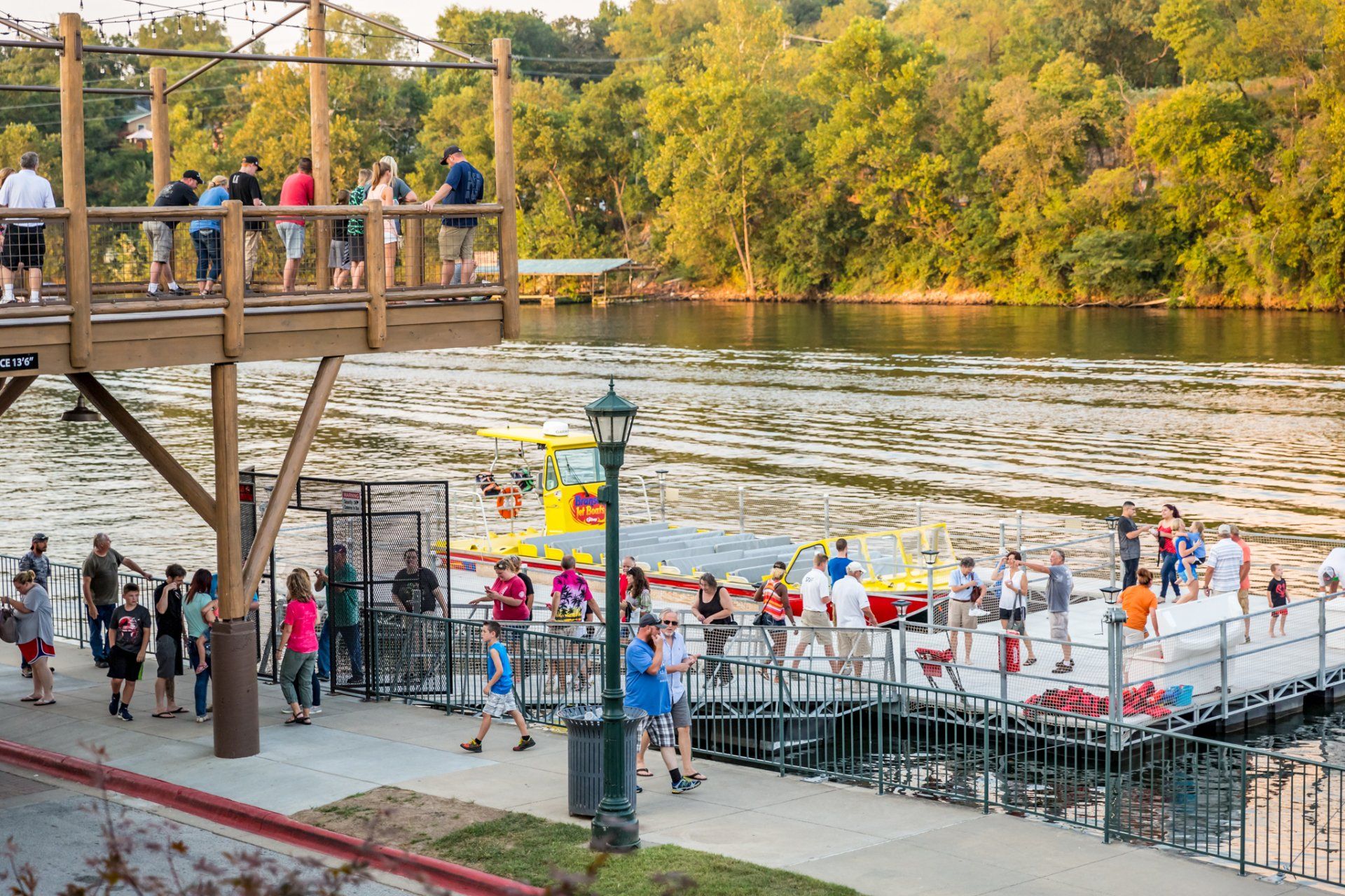 People waiting in line to ride a Branson Jet Boat