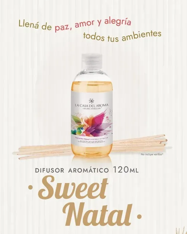 Difusor aromático Sweet Natal de 120 ml, con frascos decorativos y fragancia para el hogar