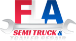 The logo for fa semi truck and trailer repair shows a wrench.
