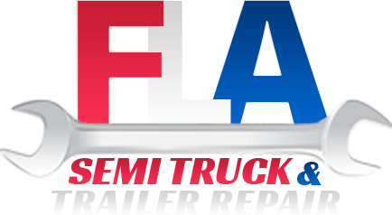 The logo for fa semi truck and trailer repair shows a wrench.