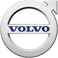 The volvo logo is a white circle with a blue arrow in the middle.
