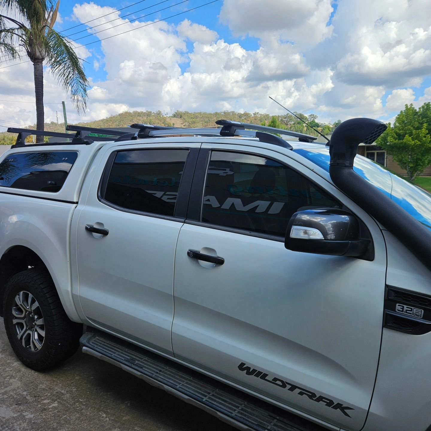 White pickup truck with roof rack parked outdoors under a cloudy sky — On Point Detailing Wagga in East Wagga Wagga, NSW
