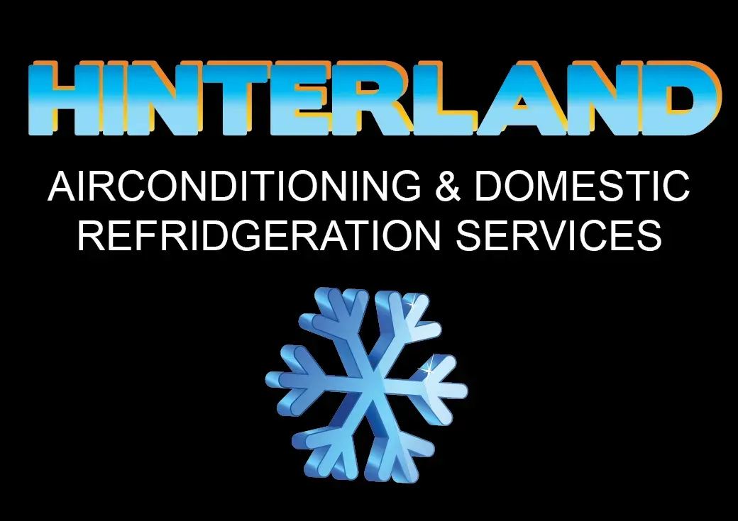 Logo for Hinterland Air Conditioning & Refrigeration Services; blue text over snowflake graphic on black. — Hinterland Air Conditioning Sunshine Coast in Mapleton, QLD