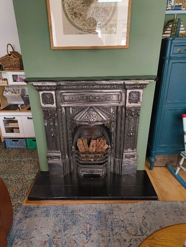 vintage-style fireplace