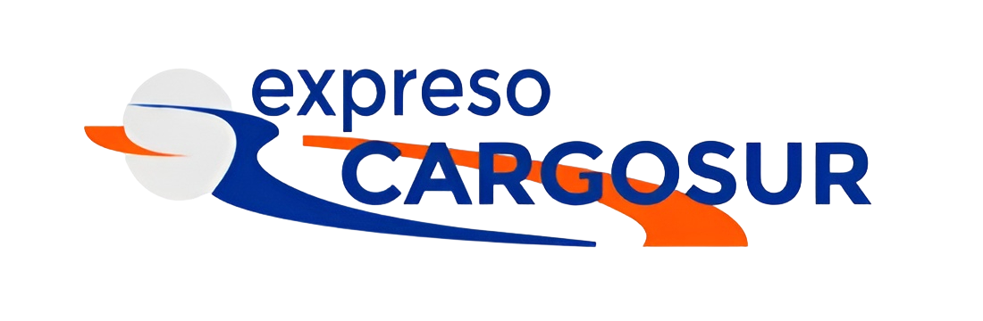 Logotipo de Expreso Cargosur en azul, naranja y blanco con texto estilizado en forma de swoosh.