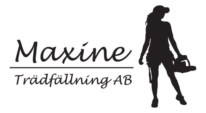 En svartvit logotyp för maxine tradfallning ab